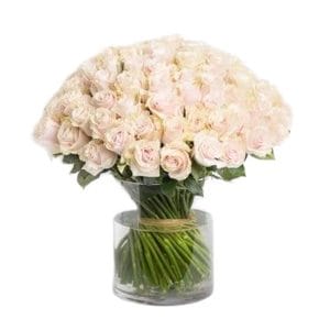 Send a vase of 100 pink roses to express gratitude, joy, and happiness. Ideal for birthdays, love and romance, showing appreciation, or surprising someone.