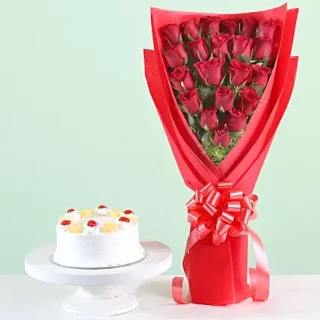Order a Winter Fresh Bouquet of two dozen red roses and 1kg of a customized cake. Share special moments with gifts for all occasions online today in Nairobi
