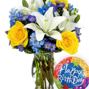 Order the Blue Skies Bouquet, Tranquil, and Charming, featuring shades of blue and white blooms. Order now Share Happiness #BlueSkiesBouquet