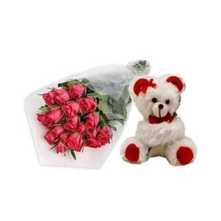 Order same-day flowers and gift delivery Nairobi, Kenya, Teddy Bear with Flowers with dozen red roses. Order now and spread the happiness. #freshflowers