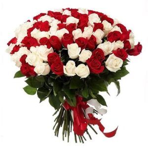 Order same-day fresh today a 150 stems mixed roses bouquet of red and white roses. send a smile to the one you care most about in life.