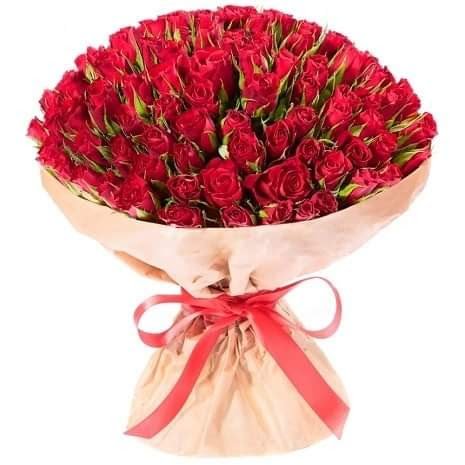Order same-day fresh flower delivery in Nairobi with 100 red rose bouquets. The best way to bring a smile to someone whom you care about in life