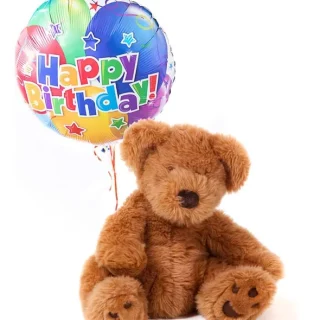 Experience the ultimate birthday delight with our Bear Crush Birthday Combo! A festive blend of vibrant blooms, a cheerful balloon, and a cuddly teddy bear