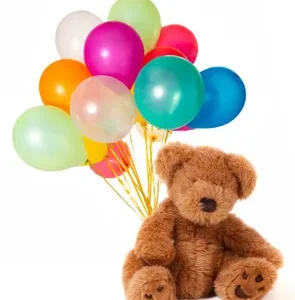 Shop same-day birthday gifts and flower delivery in Nairobi with a Birthday Bear of a dozen balloons and a teddy bear gift. Order now!