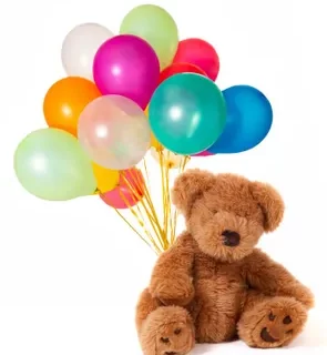 Shop same-day birthday gifts and flower delivery in Nairobi with a Birthday Bear of a dozen balloons and a teddy bear gift. Order now!