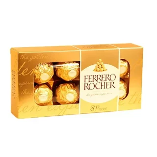 Shop Ferrero Rocher Chocolate 100g of a perfect golden trio of hazelnuts, creamy chocolate, and delicate wafer for a delightful treat