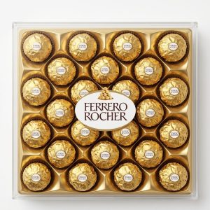 Ferrero Rocher Chocolate 300g grand 24-piece presentation gift box paired with fresh cut export Kenyan crimson red roses by Flower Delivery Nairobi