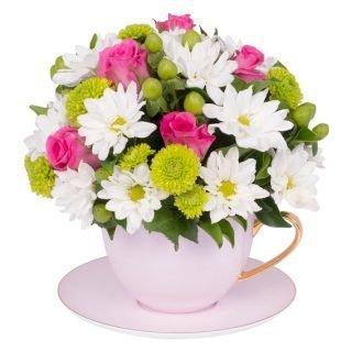 Embrace special moments with our special Cup Arrangement, a unique floral display in a charming cup, adding a touch of elegance to any space. #CupArrangement