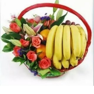 Elevate your gift-giving with our Flower with Fruits Basket, a harmonious blend of vibrant blooms & fresh fruits for a delightful surprise. #FloralFruits