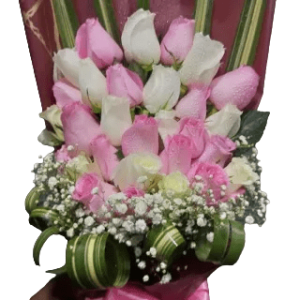 Gift joy with a pink and white bouquet in Nairobi. Elegant flowers like roses, lilies, and baby's breath make it a perfect choice for any special occasion.