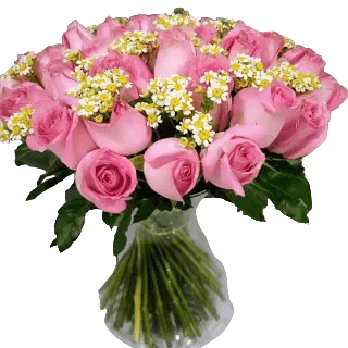 Shop same-day fresh flowers delivery in Nairobi, Kenya, Pink Flower Vase arrangement of  pink roses, fillers with a clear vase