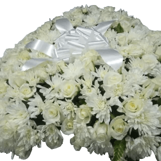Heart arrangement with white rose and chrysanthemums