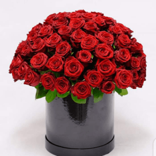 Order same-day fresh flowers delivery Nairobi, Hat Box Arrangement of red roses. Express how you feel with flowers. #redroses #hatboxes