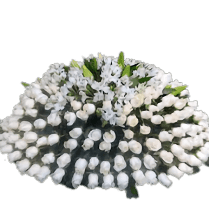 Honor a life well lived with our White Casket Spray. An elegant tribute to purity and serenity, offering solace and grace during difficult moments.