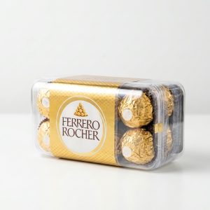 Ferrero Rocher Chocolate 200g 16-piece gift box paired with fresh cut export Kenyan crimson red roses by Flower Delivery Nairobi