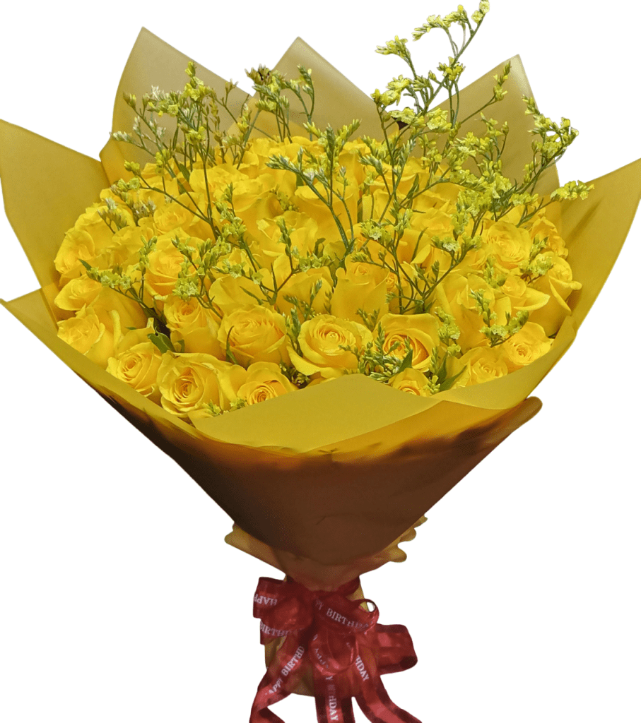 yellow roses and fillers bouquet