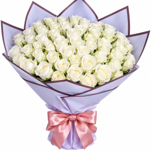 Stunning White Roses Bouquet – 66 White Roses