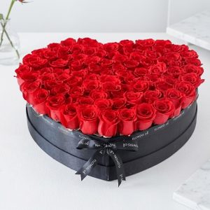 Fresh red rose box arrangement in a large heart-shaped rose box in Nairobi