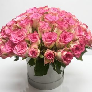Hut of Happiness box arrangement with pink roses