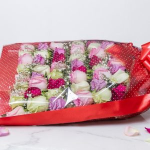 Open Arms Bouquet with pink red and white roses and baby's breath Nairobi