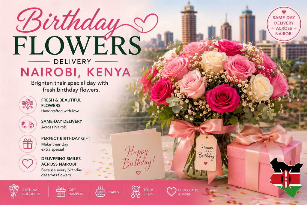 Birthday flowers delivery Nairobi Kenya with fresh colorful bouquet arrangement