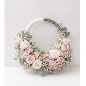 Floral hoop wedding bouquet with fresh flowers in Nairobi