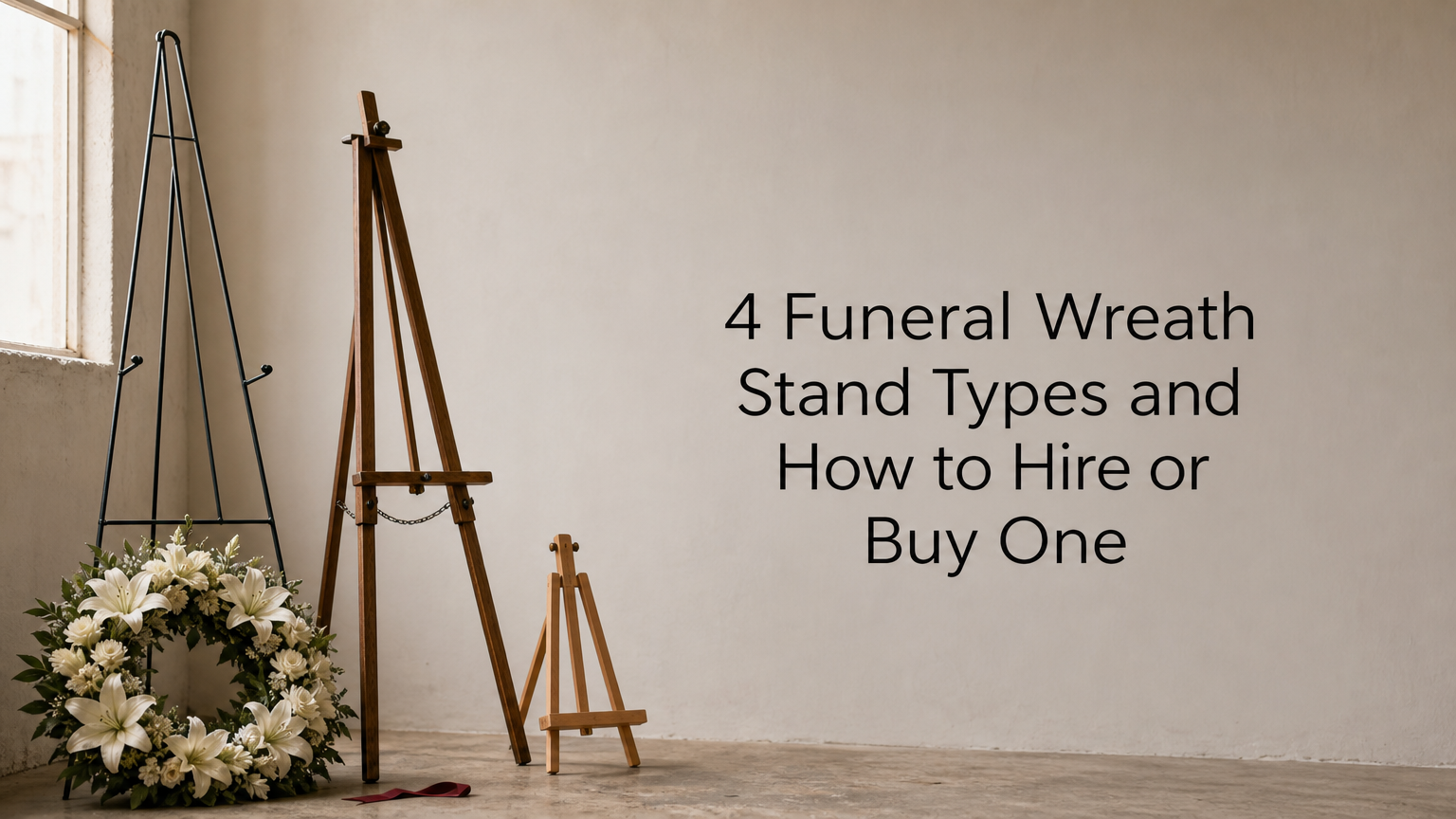 Funeral wreath stand types for displaying sympathy flowers at memorial services