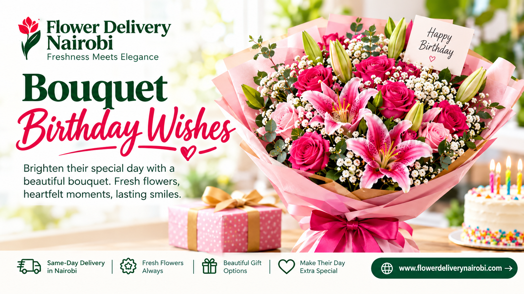 Bouquet Birthday Wishes – Birthday Flowers and Message