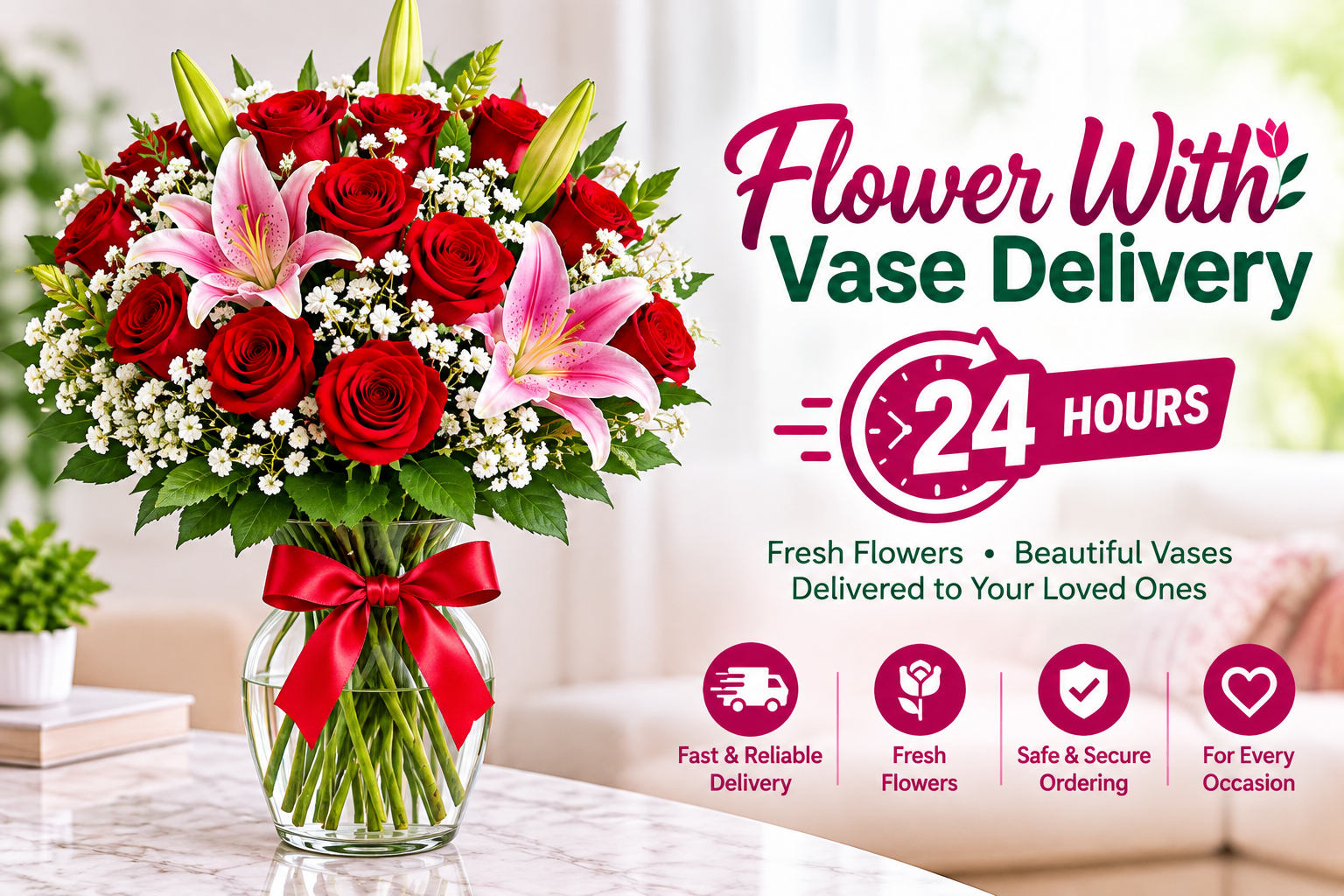 Flower With Vase Delivery Nairobi – Fresh Flowers in Vase