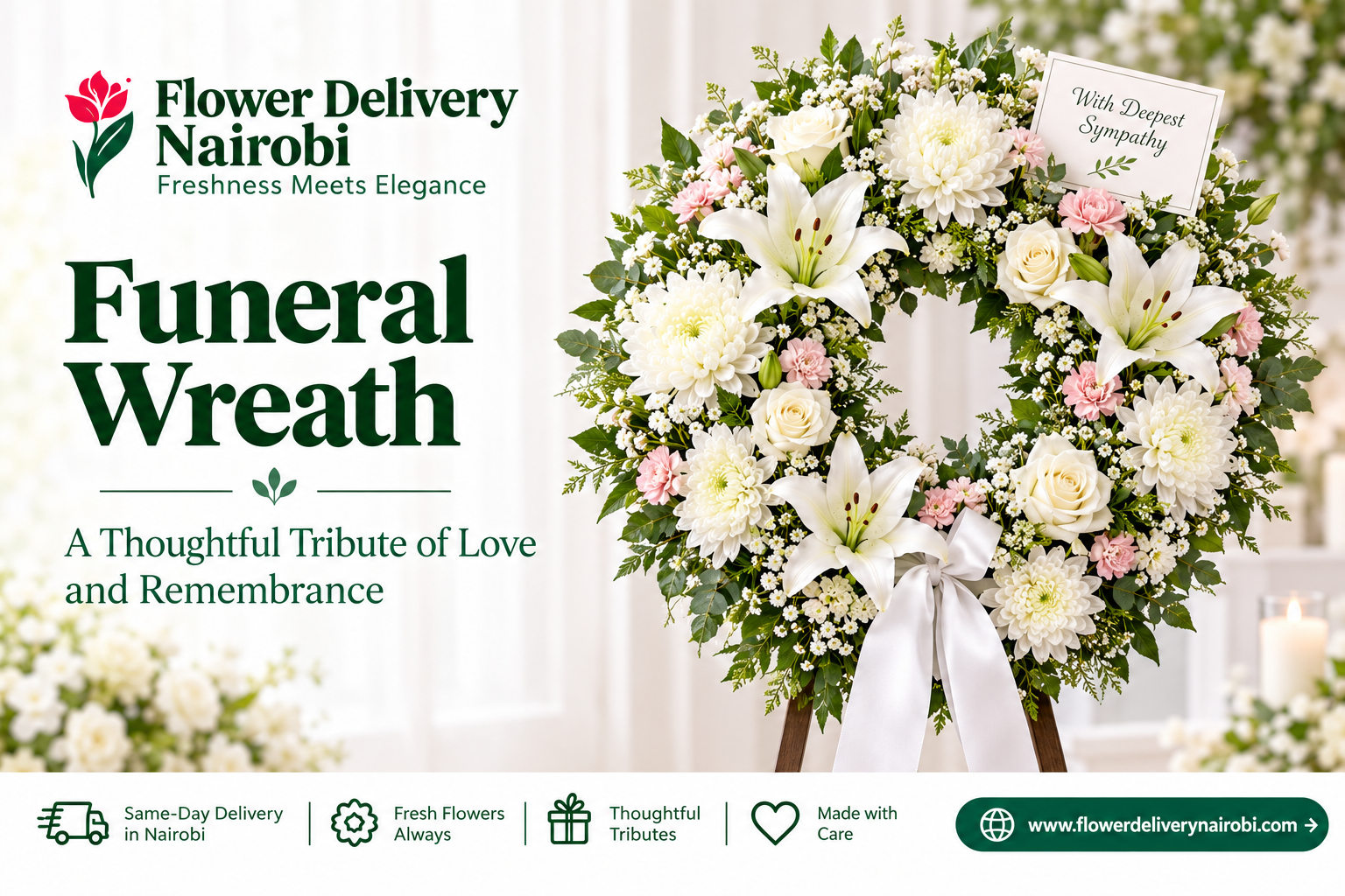 Funeral Wreath – Elegant Sympathy and Condolence Flowers in Nairobi