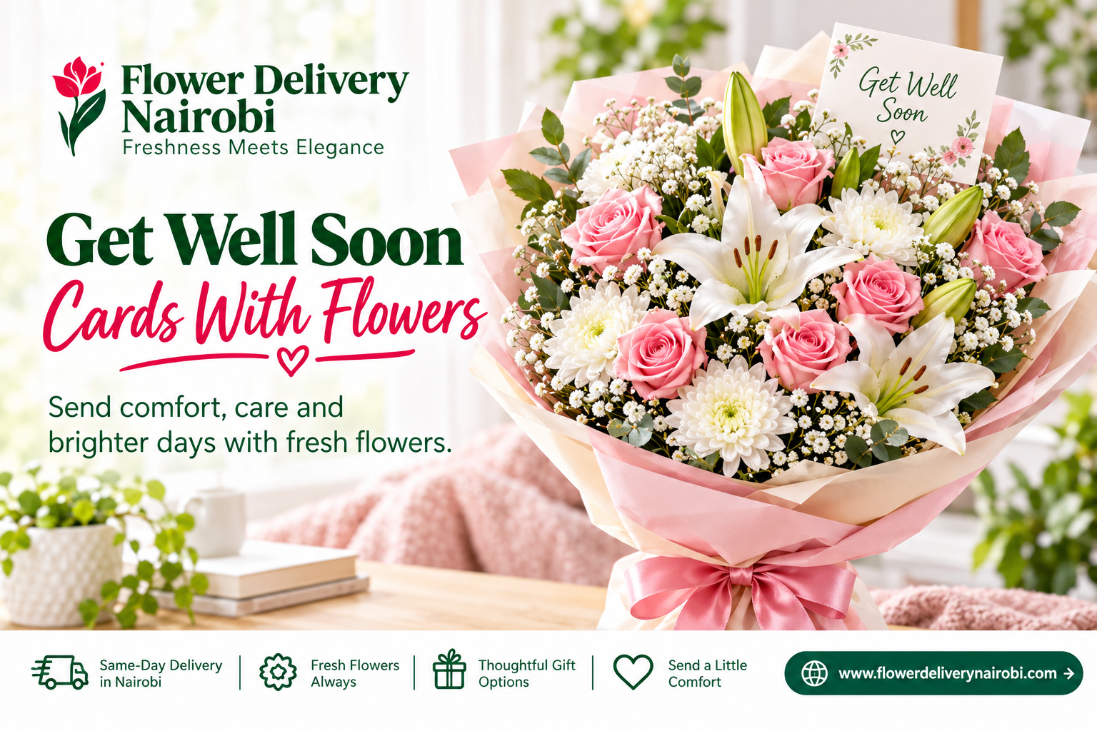 Get Well Soon Cards With Flowers – Cheerful Bouquet and Recovery Wishes