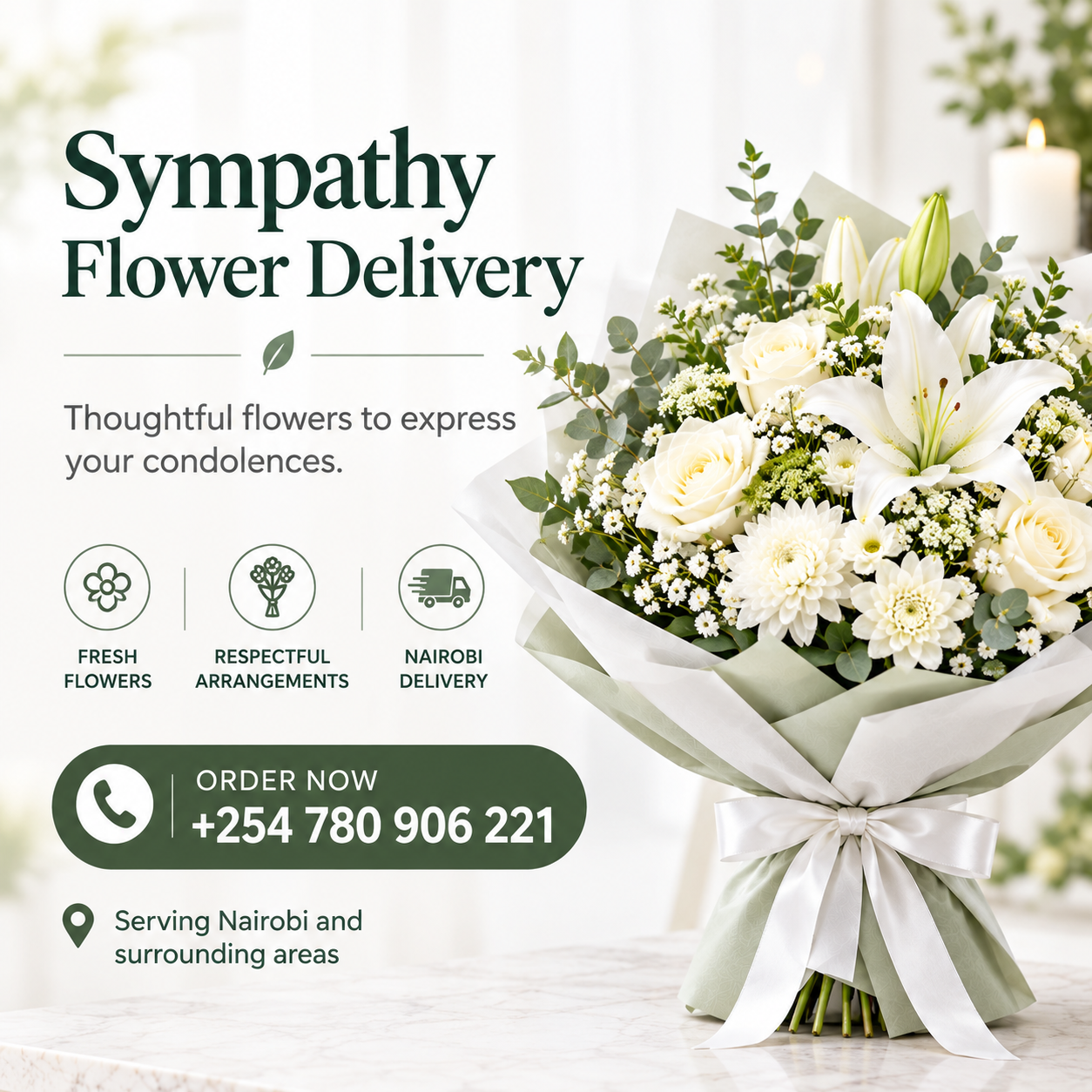 Sympathy Flower Delivery Nairobi – Elegant Condolence Flowers