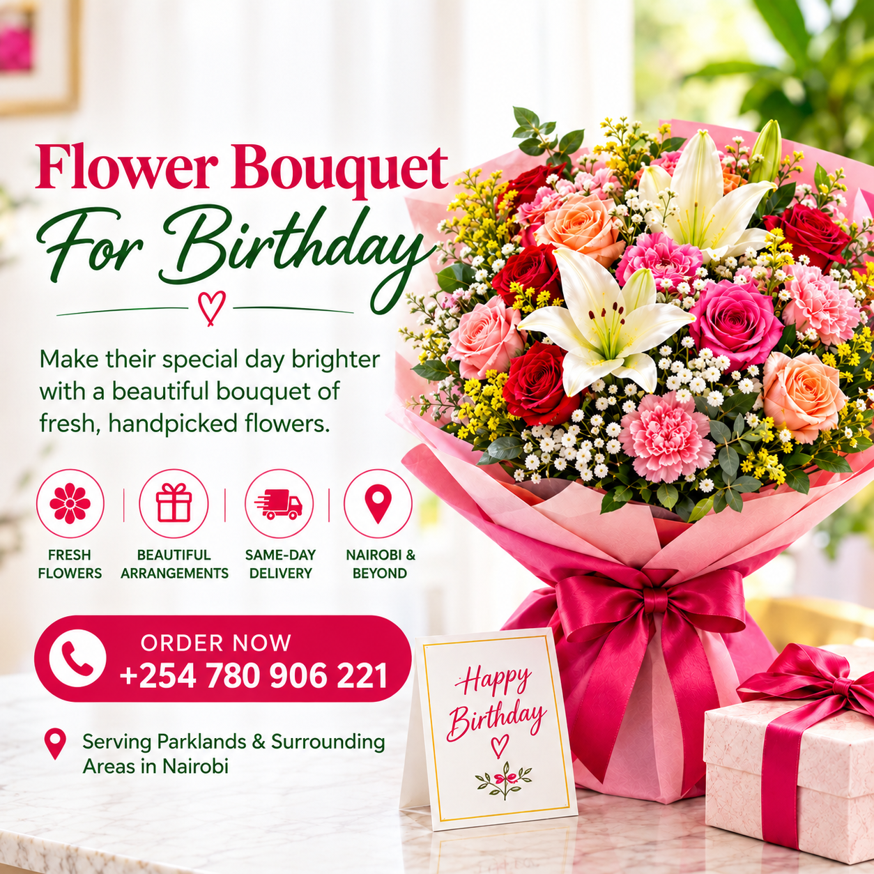 Flower Bouquets for Birthday – Fresh Roses and Colorful Birthday Flowers